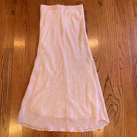 Flannel The Label Leopard Print Silk Maxi Skirt | Pink White | Size 1/ US 4-6 - Picture 6 of 10